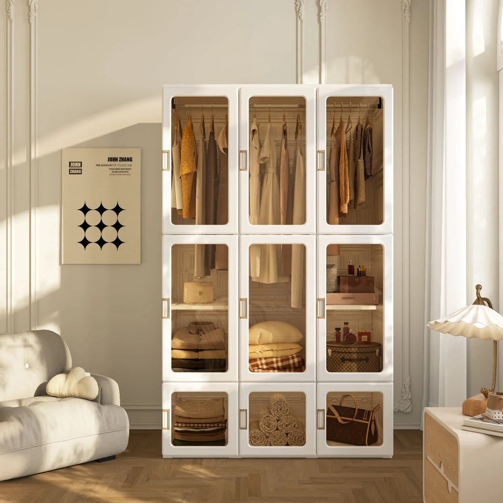 Foldable Wardrobe Closet with Hanging Rods