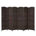 6 Ft. Brown Room Divider Weave Fiber Folding Privacy Screen (6-Panel)