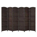 6 Ft. Brown Room Divider Weave Fiber Folding Privacy Screen (6-Panel)
