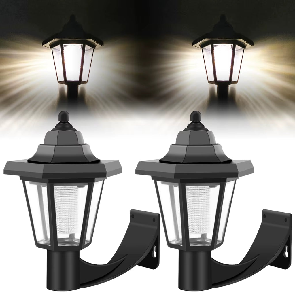 2PCS Solar LED Light Outdoor Wall Lamp Garden Light Hexagonal Solar Lantern Light Waterproof Solar Lamp Retro Garden Light Decor