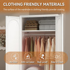 71" White Metal Armoire Wardrobe Closet with 2 Doors and Shelves
