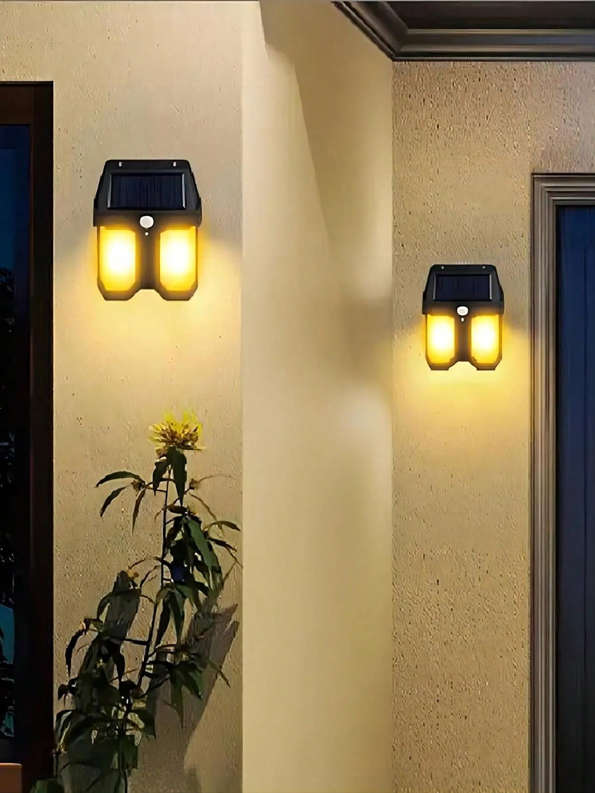 1Pc Outdoor Solar Induction Tungsten Light, IP65 Waterproof Garden Light, Dusk to Dawn Outdoor Lighting, Black Warm Light Garden Landscape Light, Villa Garden Exterior Wall Front Porch Road Garage Garden Security Light Waterproof Courtyard Wall Light