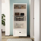70.9 In. H X 86.8 In. W, White Wood Shoe Storage Bench, Coat Hanger & Wardrobe 3-IN-1 (Shoe Storage & Wardrobe)
